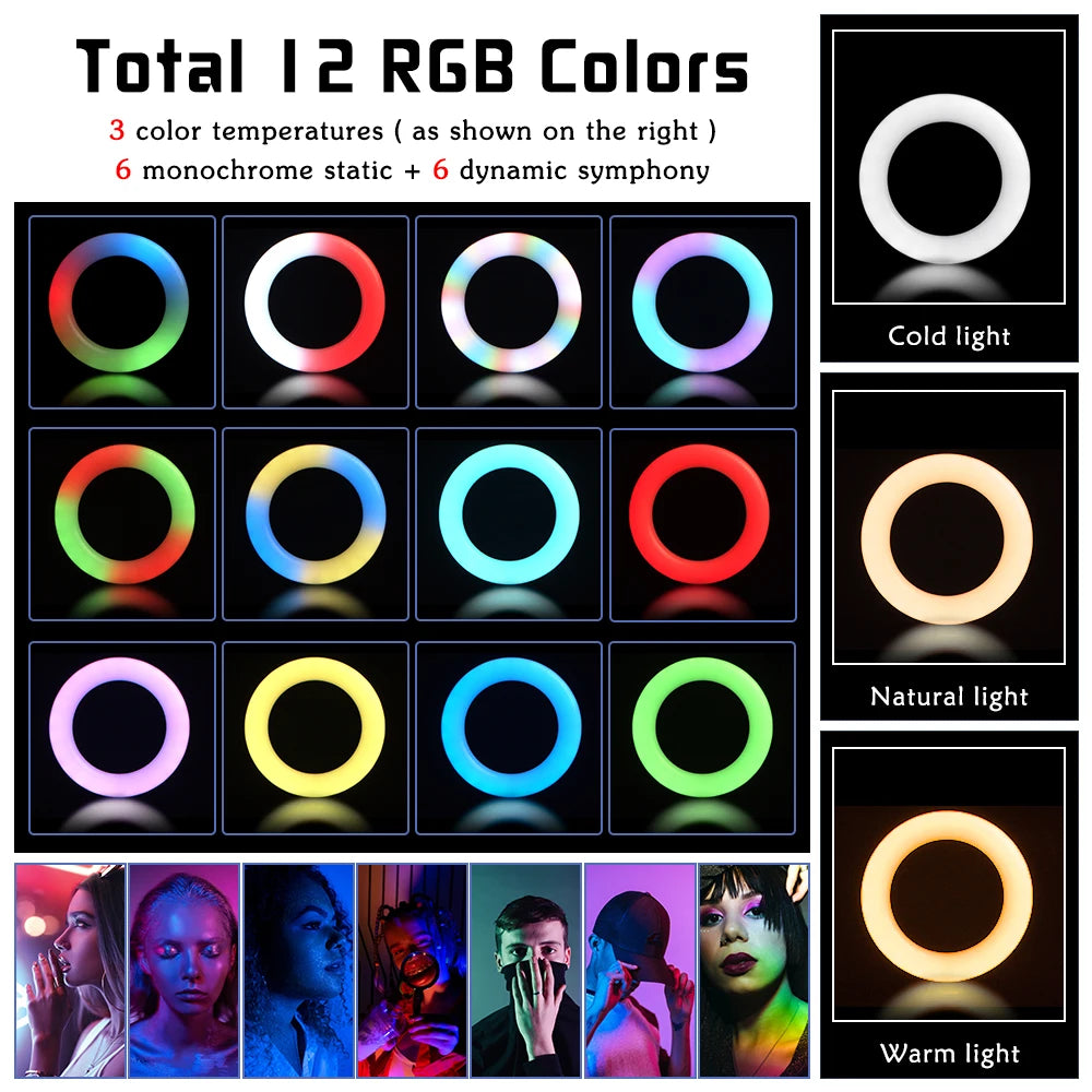 RGB Selfie Ringlicht LED mit Stativ