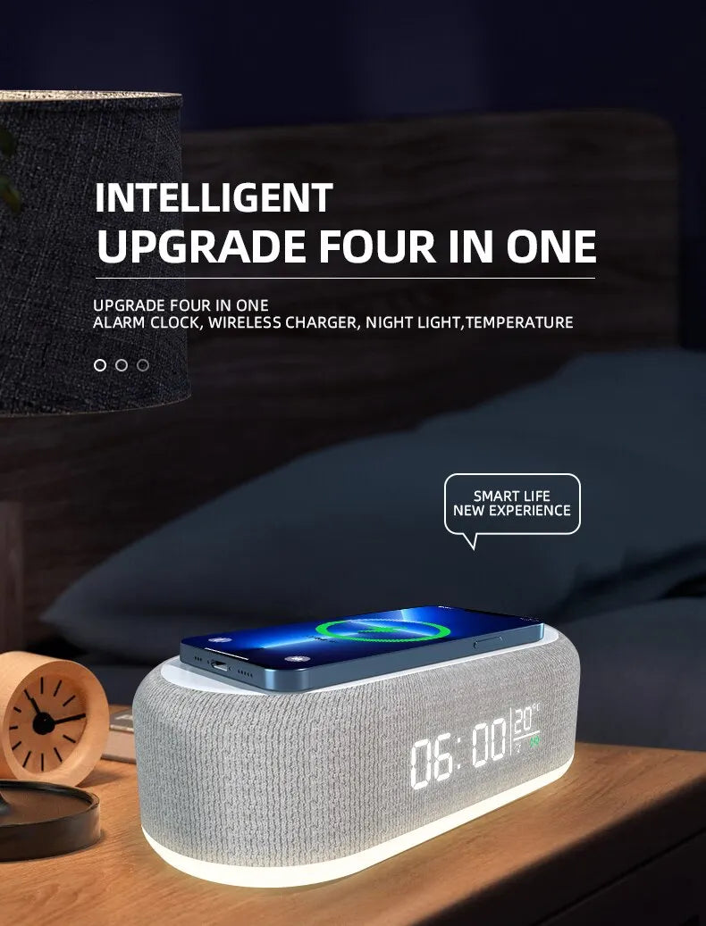 Kabelloses Ladegerät mit LED-Uhr und Wecker